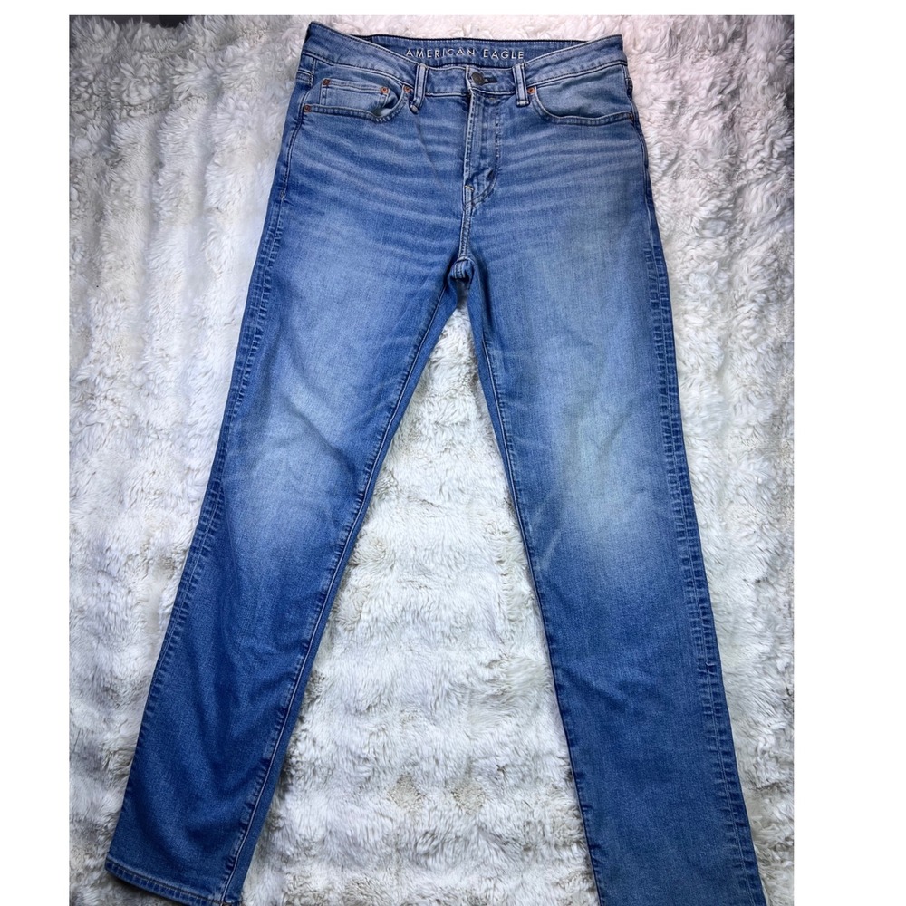 American Eagle Airflex+ Slim Straight Jeans Mens 32x34 Medium Wash Blue Deni A35